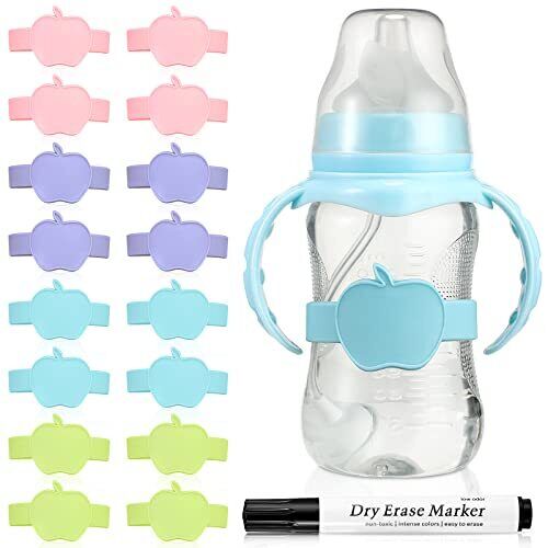 16 Pcs Baby Bottle Labels For Daycare Labels Reusable Waterproof Silicone